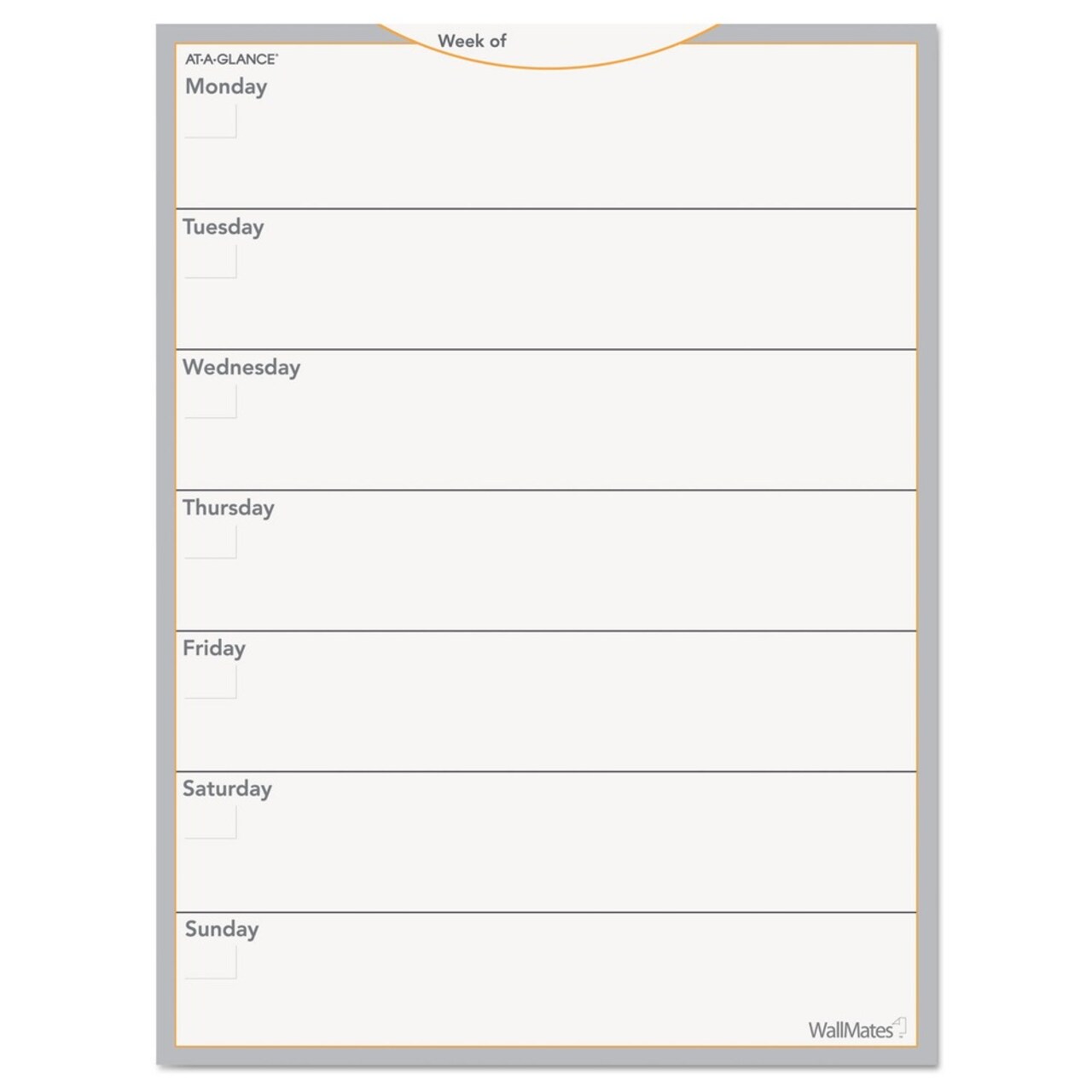 AT-A-GLANCE WallMates Undated Self-Adhesive 18 in. x 24 in. Dry Erase Monthly Planning Surfaces - White/Gray/Orange Sheets